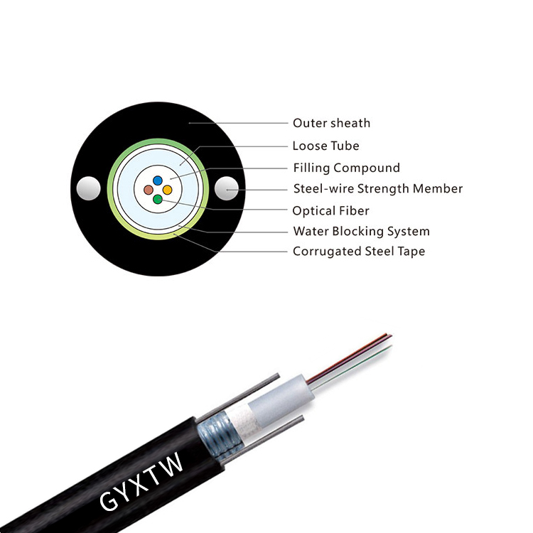 4/6/8/12/ 24 Cores GYXTW Fiber Optic Cable