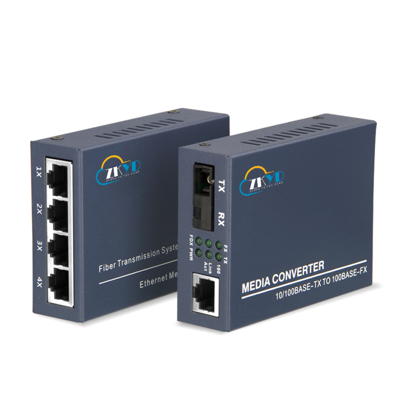 100M 1 Fiber Port +1/4RJ45 Port Fiber Optic Media Converter