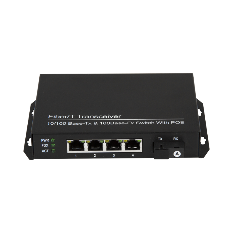 100M 4 Port POE Fiber Optic Switch + 1 Port 100M Optical Fiber