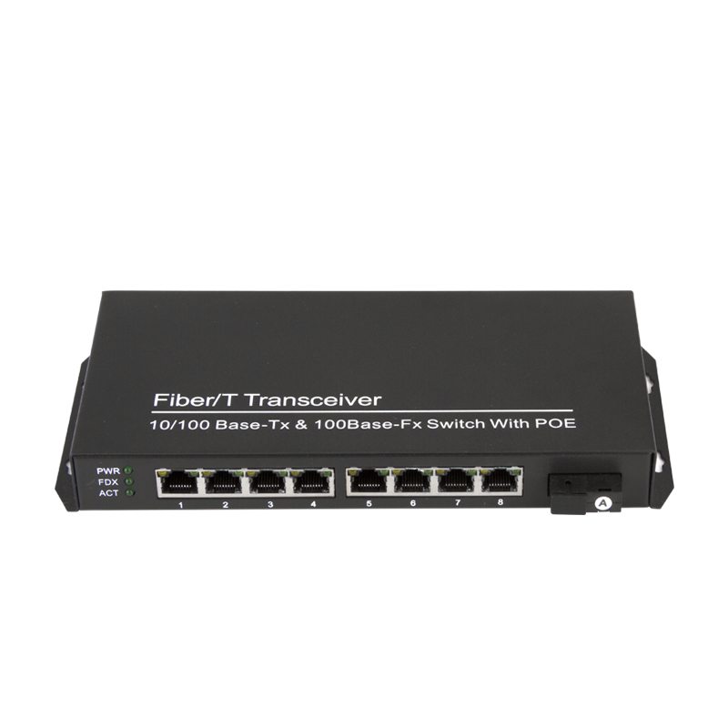 8 Port 100M POE Fiber Optic Switch With 1 Port 100M Optical Fiber