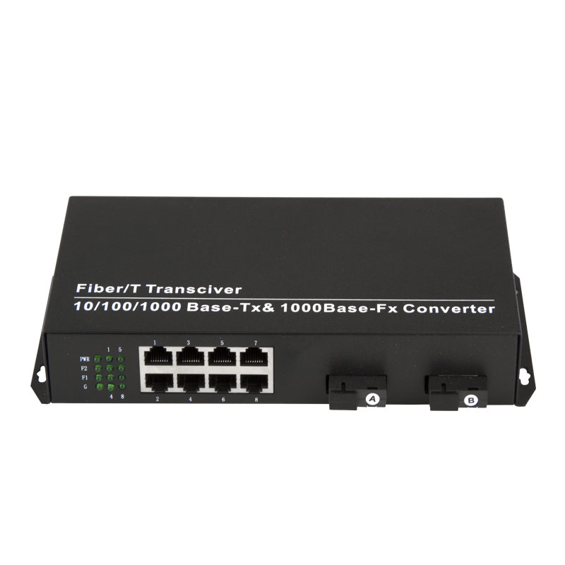 8 Port 1000M POE Fiber Optic Switch + 2 Port 1000M Optical Fiber