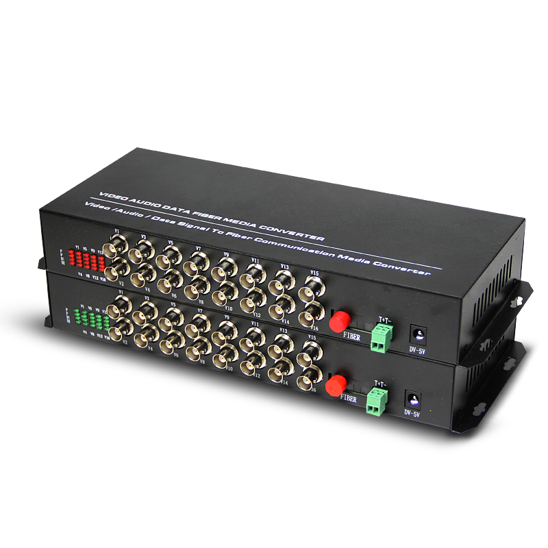 RS485 Desktop 16 Channel Return Data BNC To Fiber Video Converter