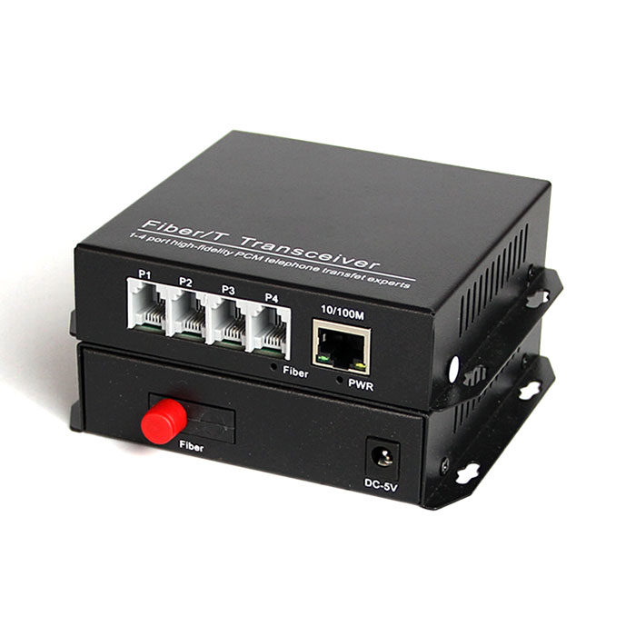 4 Channel Telephone + 1 Port 10/100M Ethernet Telephone Fiber Optic Converter